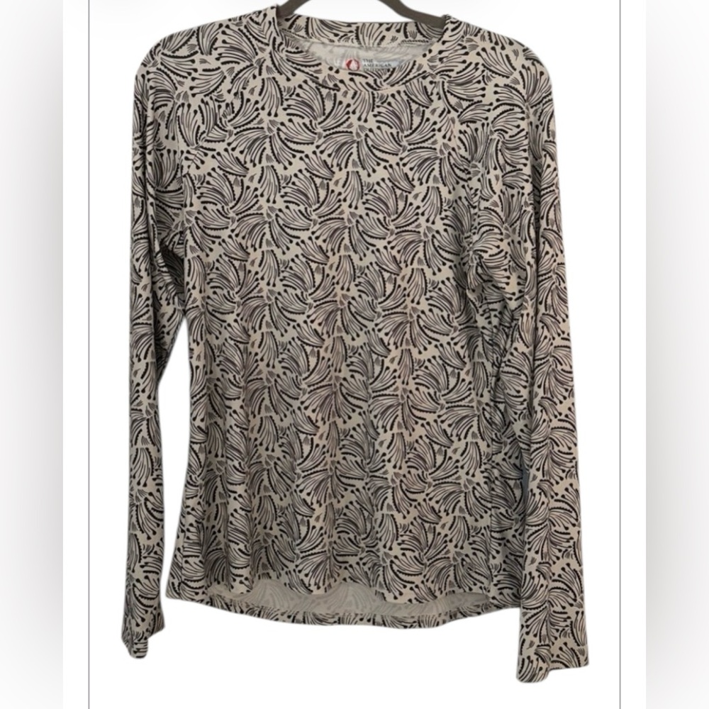 The American Outdoorsman Top Long Sleeve Black and White Pattern Large
